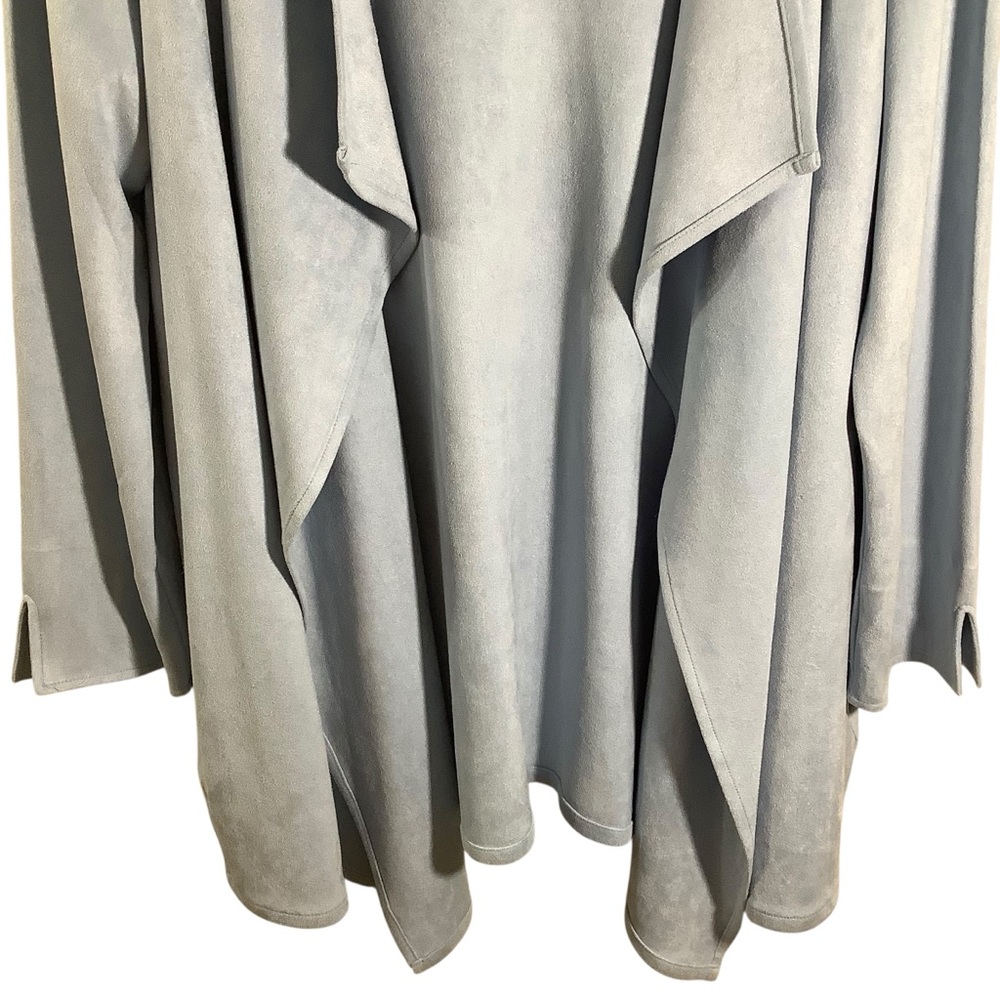 Gretchen Scott Designs Faux Suede Waterfall Cardigan Open Front Light Blue - Picture 3 of 6
